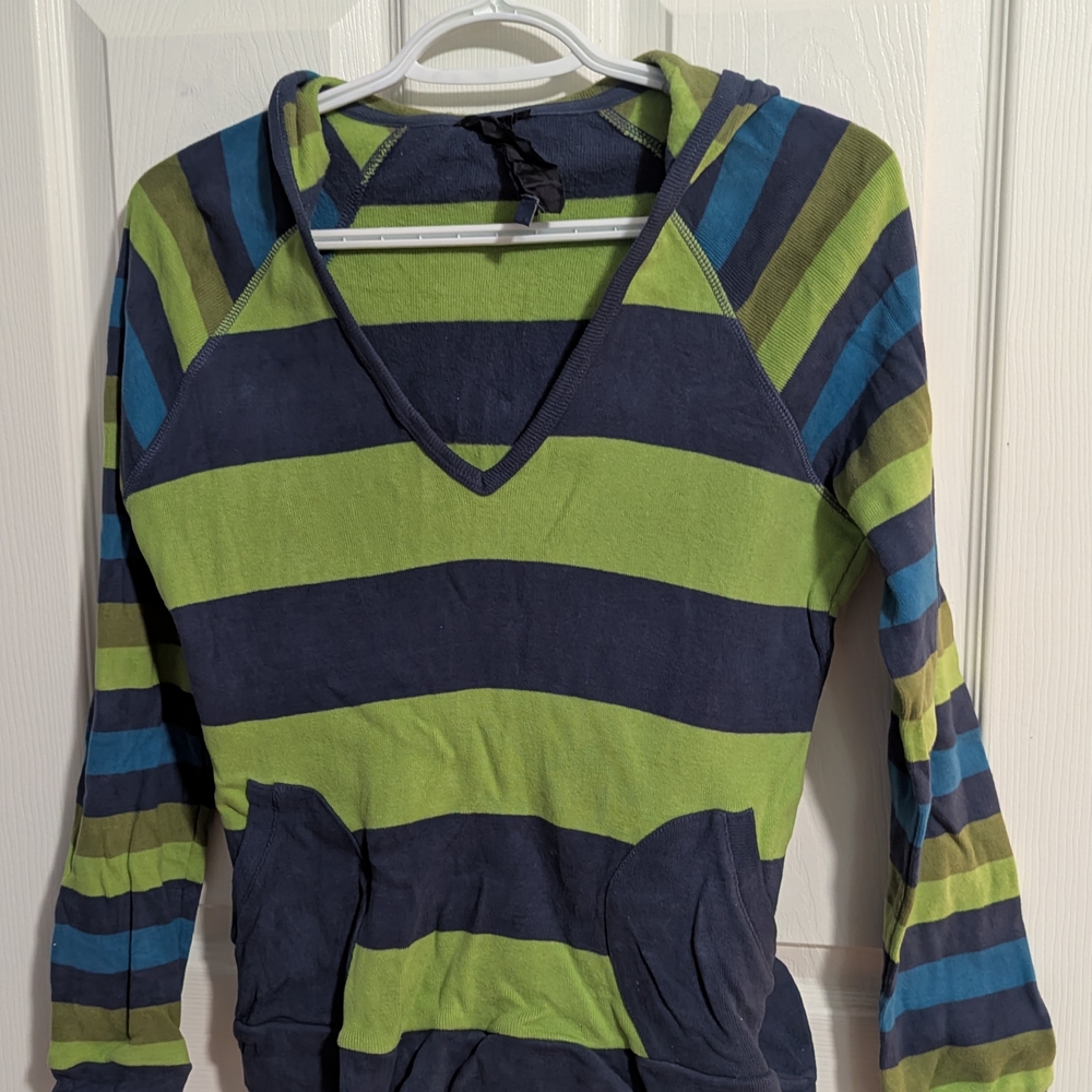 Next Black/Green/Blue Cotton V-Neck Hoodie